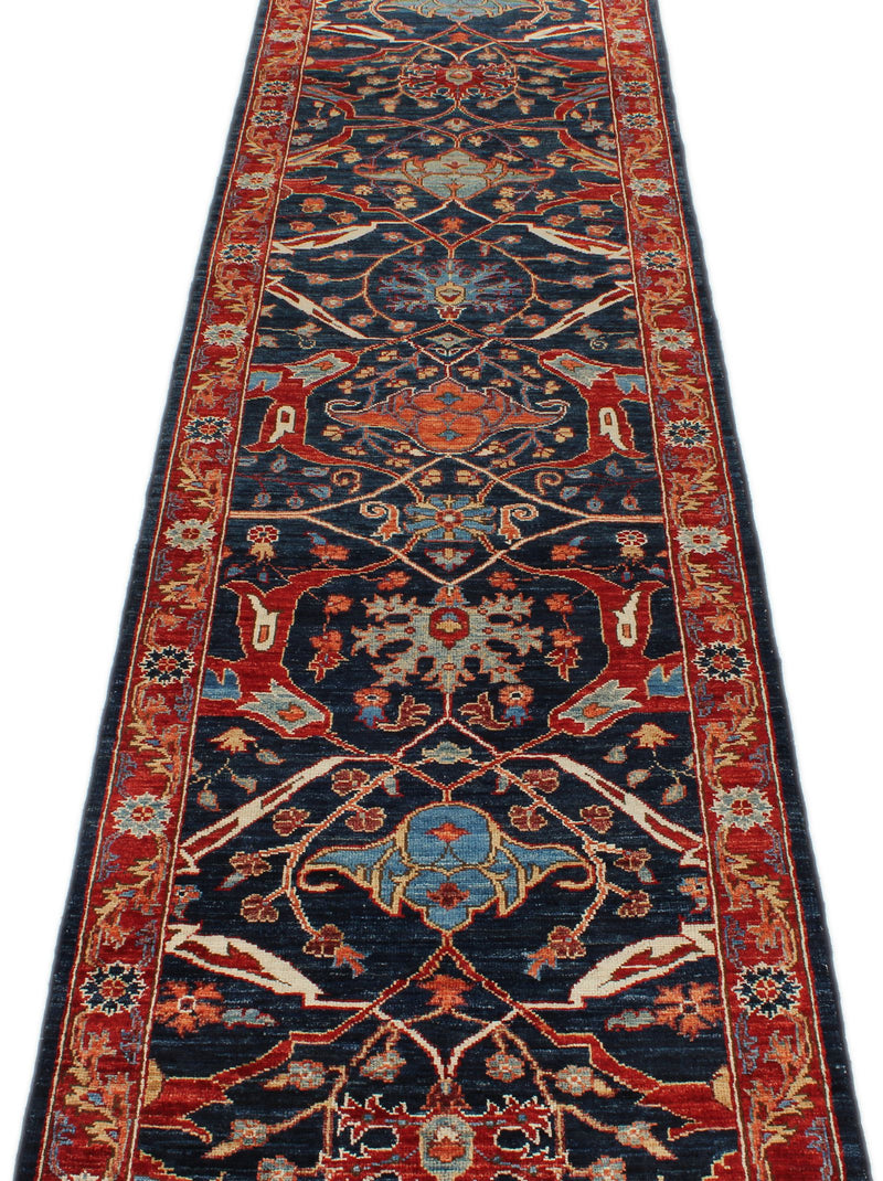 3x16 Navy and Red Anatolian Traditional Runner