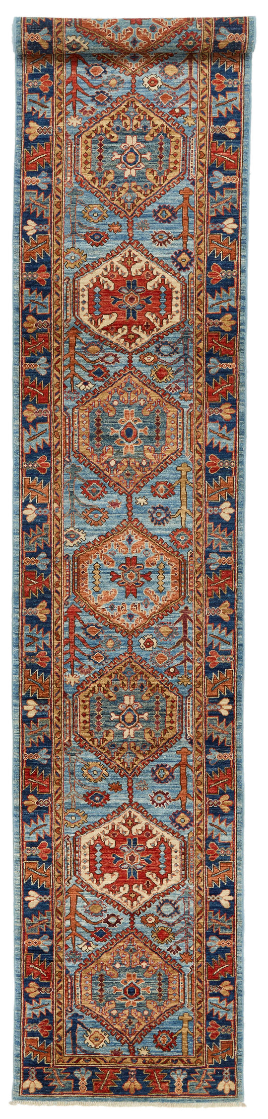 3x16 Light Blue and Navy Anatolian Traditional Runner