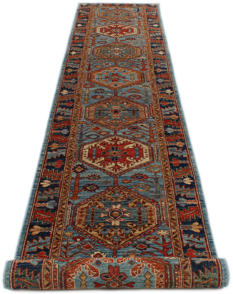 3x16 Light Blue and Navy Anatolian Traditional Runner