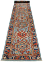3x16 Light Blue and Navy Anatolian Traditional Runner