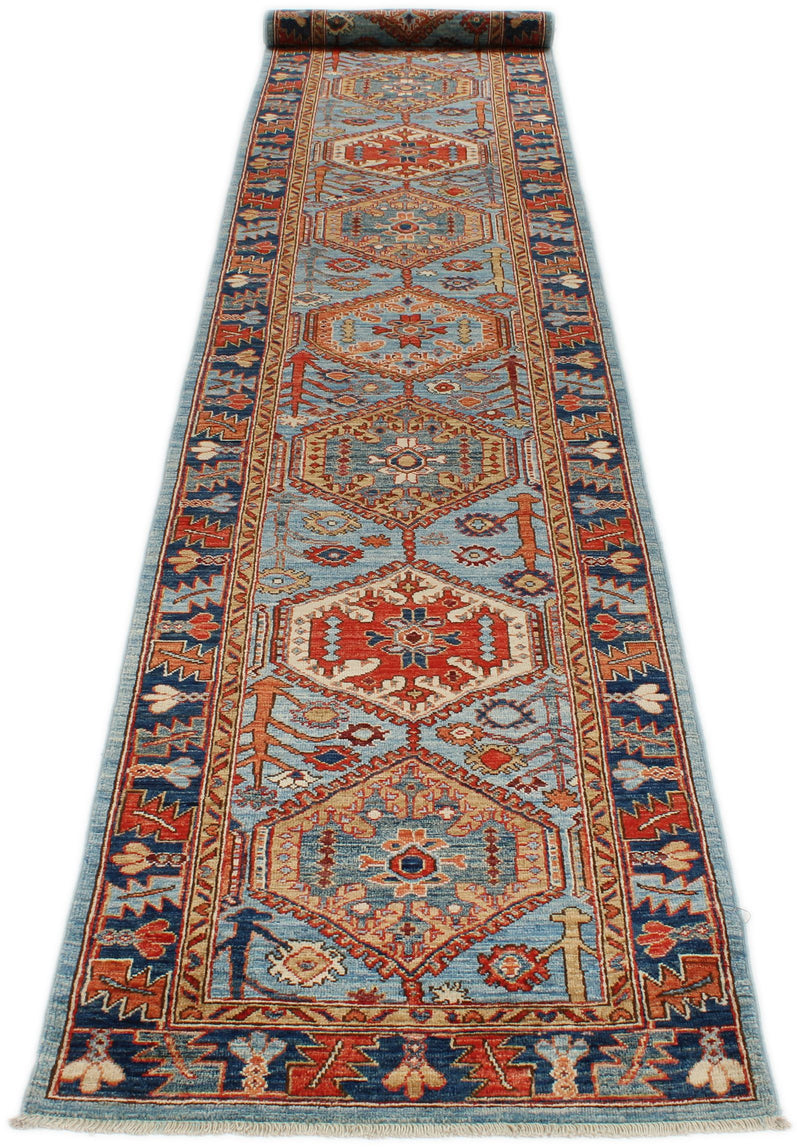3x16 Light Blue and Navy Anatolian Traditional Runner