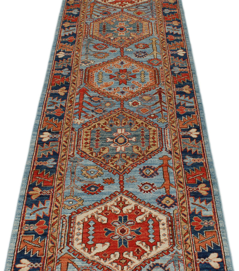 3x16 Light Blue and Navy Anatolian Traditional Runner