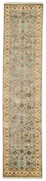 3x12 Light Blue and Ivory Turkish Silk Runner