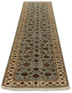 3x12 Light Blue and Ivory Turkish Silk Runner