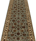 3x12 Light Blue and Ivory Turkish Silk Runner