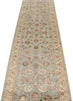 3x12 Light Blue and Ivory Turkish Silk Runner
