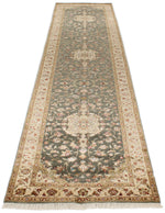 3x12 Light Blue and Ivory Turkish Silk Runner