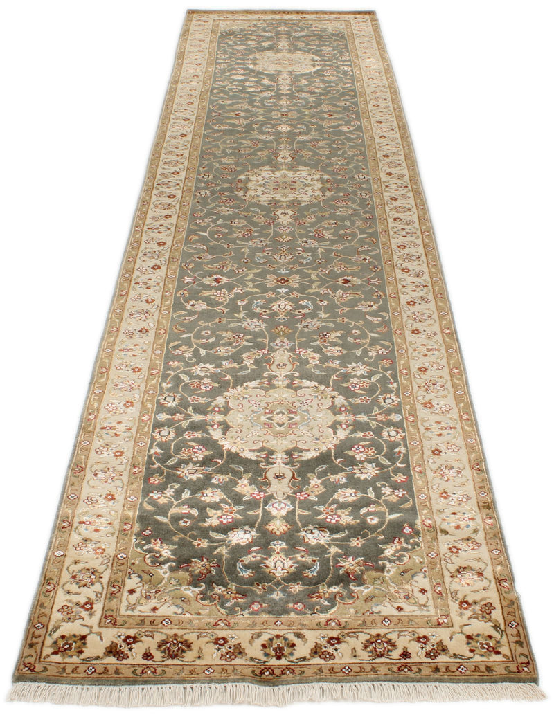 3x12 Light Blue and Ivory Turkish Silk Runner