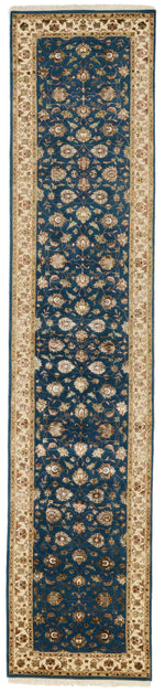 3x12 Navy and Ivory Turkish Silk Runner