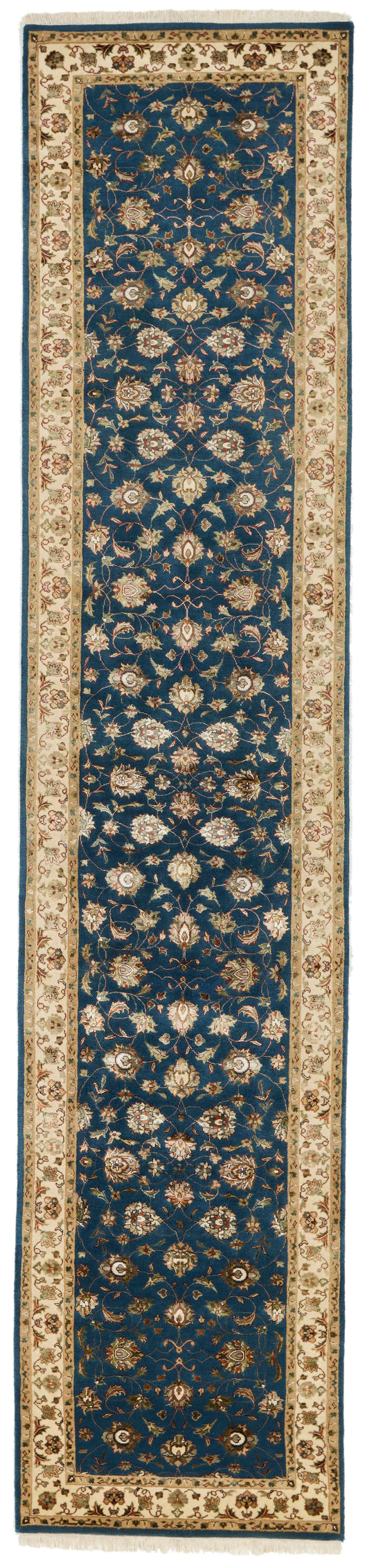 3x12 Navy and Ivory Turkish Silk Runner