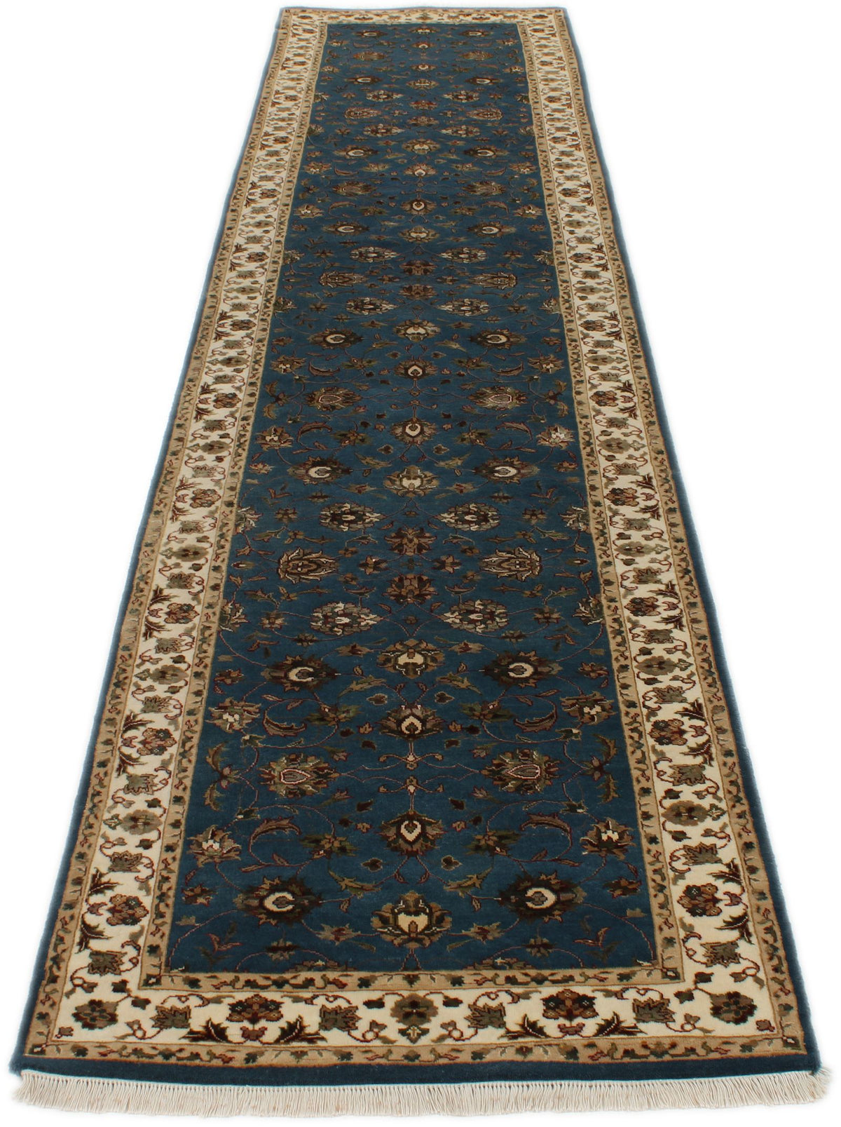 3x12 Navy and Ivory Turkish Silk Runner