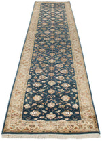 3x12 Navy and Ivory Turkish Silk Runner