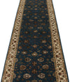 3x12 Navy and Ivory Turkish Silk Runner