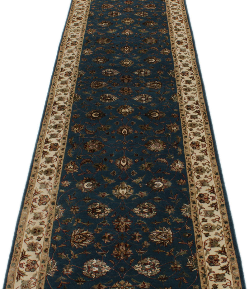 3x12 Navy and Ivory Turkish Silk Runner
