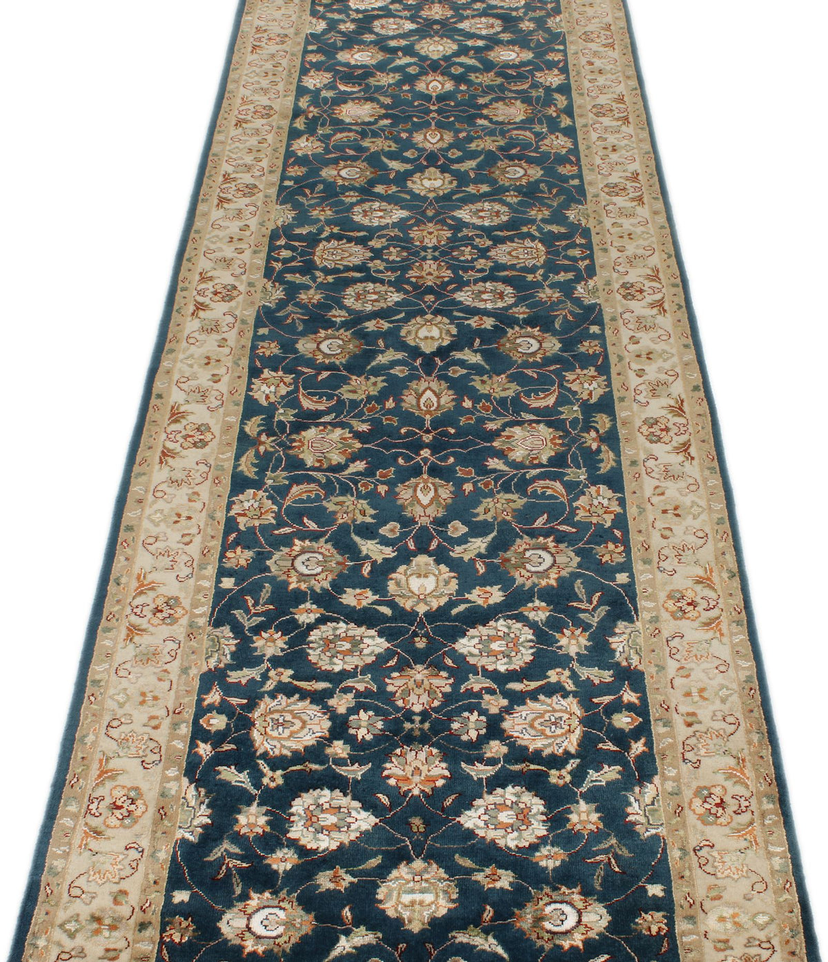 3x12 Navy and Ivory Turkish Silk Runner