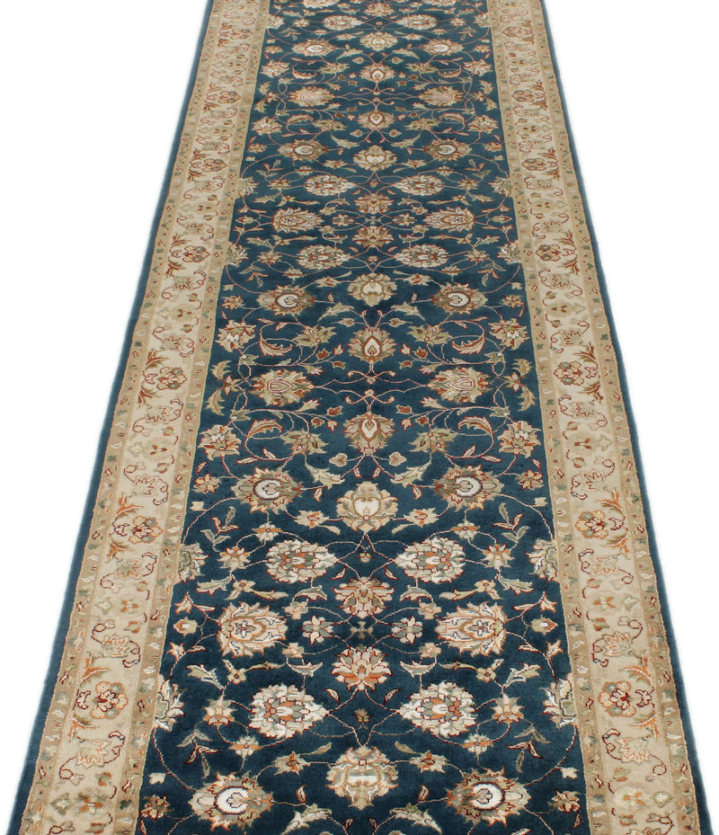 3x12 Navy and Ivory Turkish Silk Runner