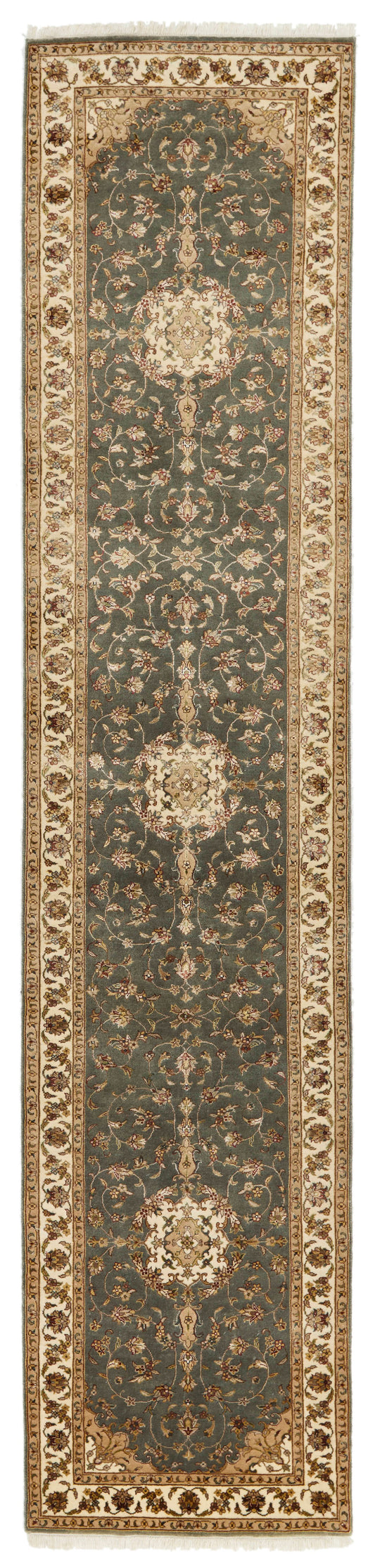 3x12 Gray and Ivory Turkish Silk Runner