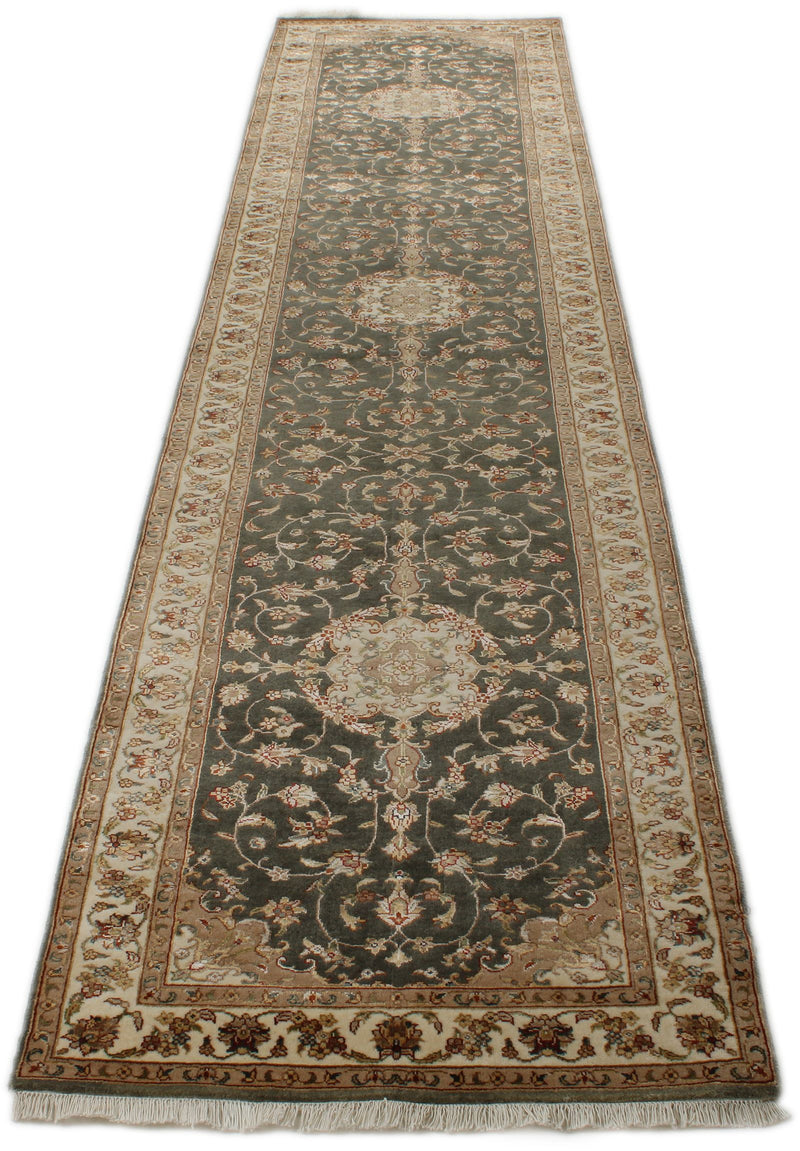 3x12 Gray and Ivory Turkish Silk Runner