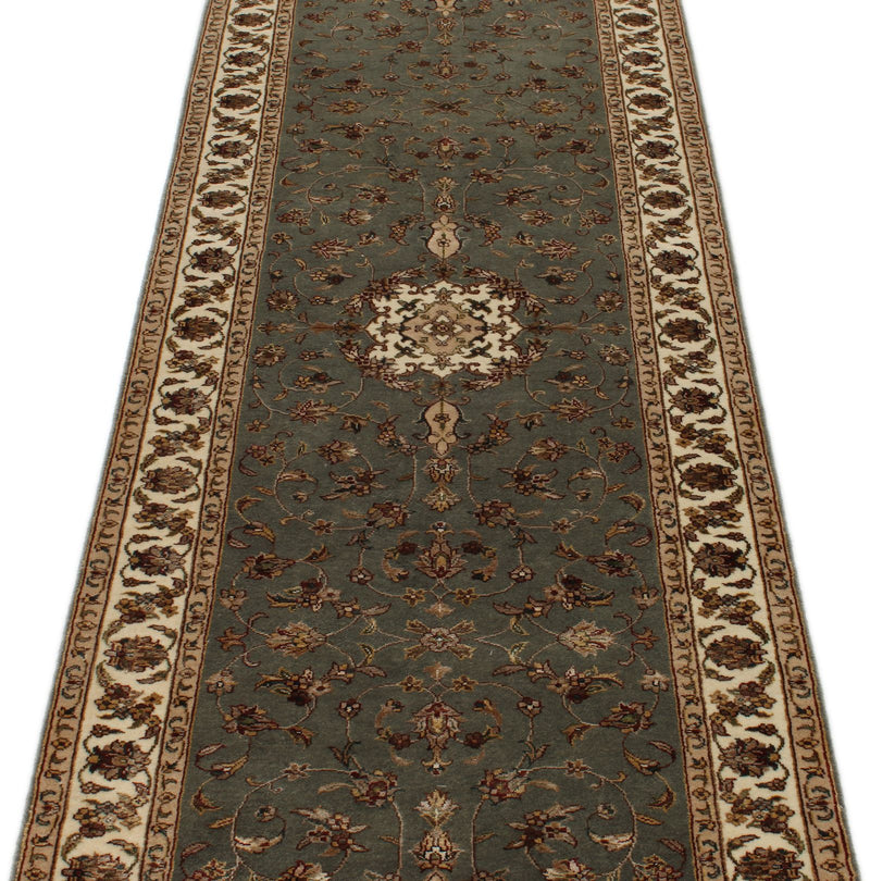 3x12 Gray and Ivory Turkish Silk Runner