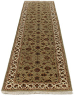 3x10 Light Green and Ivory Turkish Silk Runner