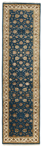 3x10 Navy and Ivory Turkish Silk Runner