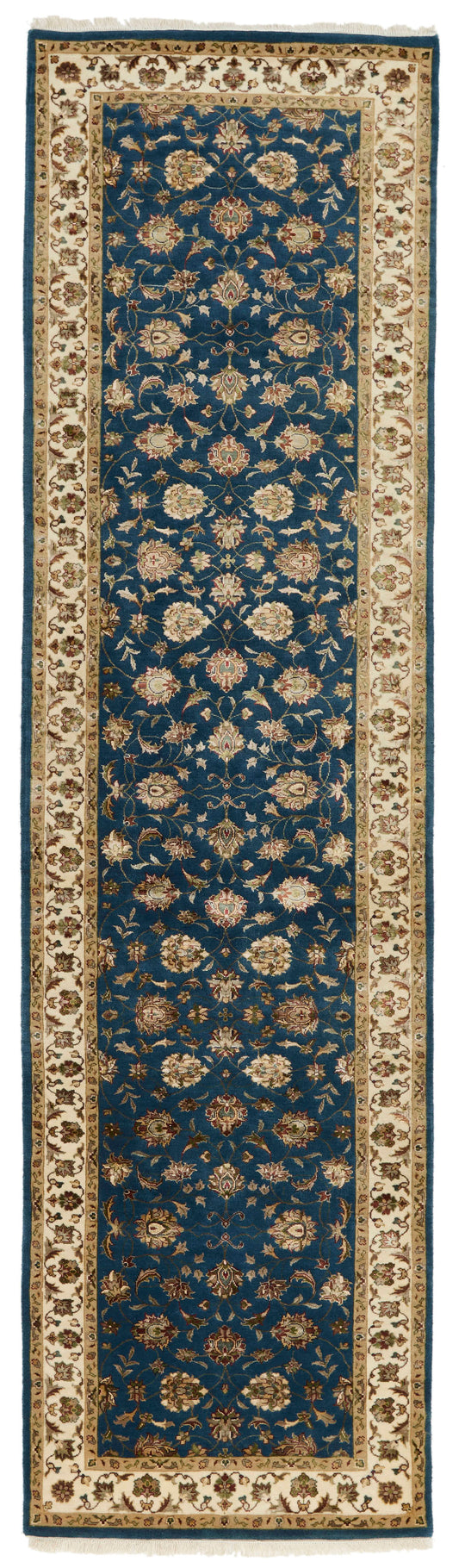 3x10 Navy and Ivory Turkish Silk Runner