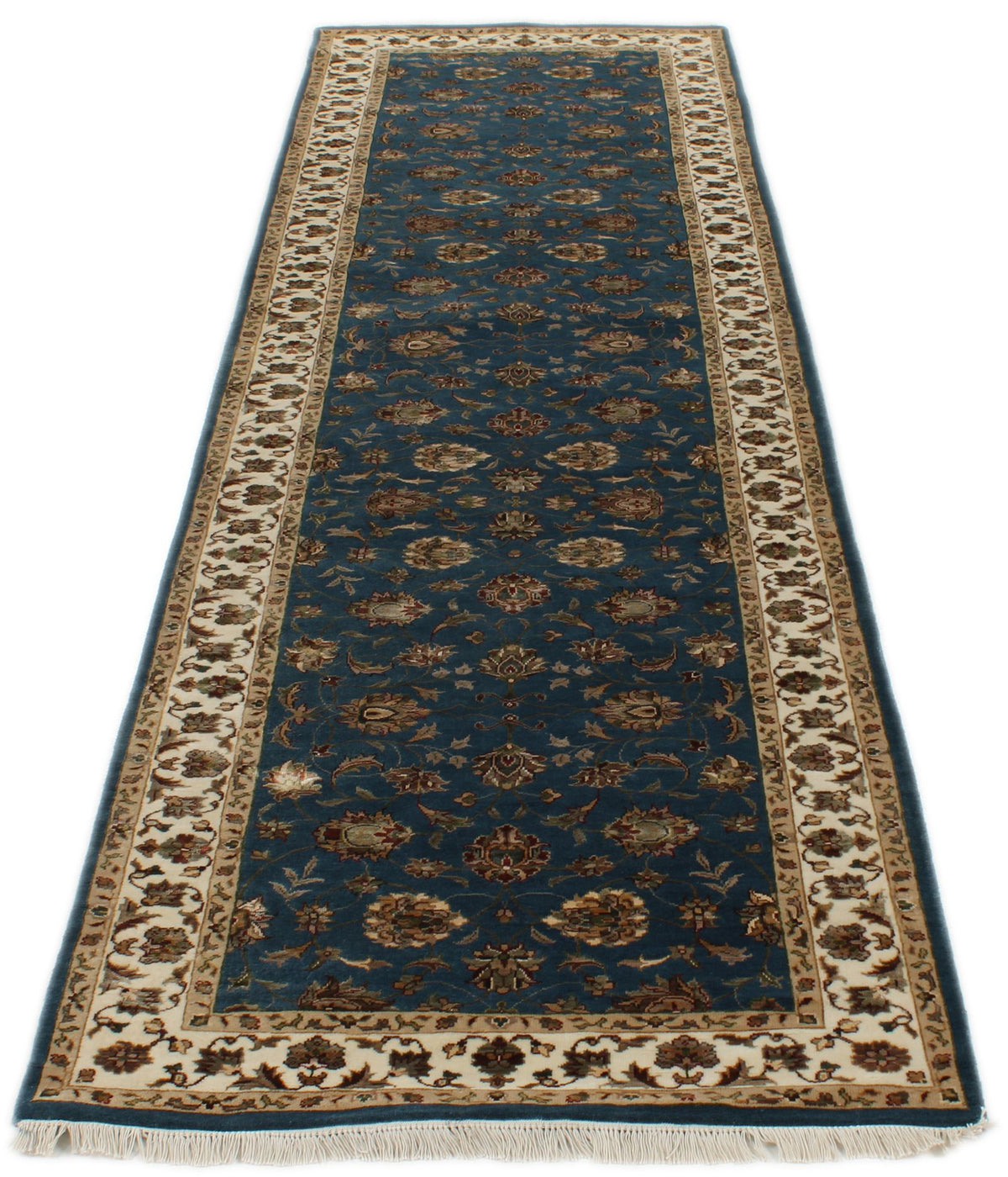 3x10 Navy and Ivory Turkish Silk Runner