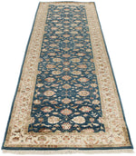 3x10 Navy and Ivory Turkish Silk Runner