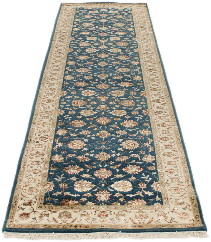 3x10 Navy and Ivory Turkish Silk Runner