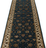 3x10 Navy and Ivory Turkish Silk Runner