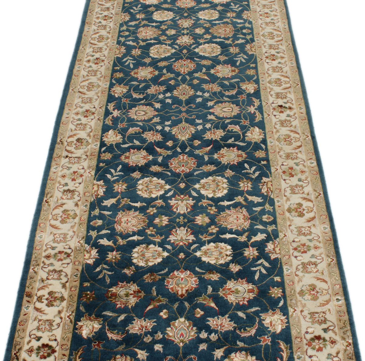 3x10 Navy and Ivory Turkish Silk Runner