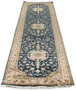 3x10 Navy and Ivory Turkish Silk Runner