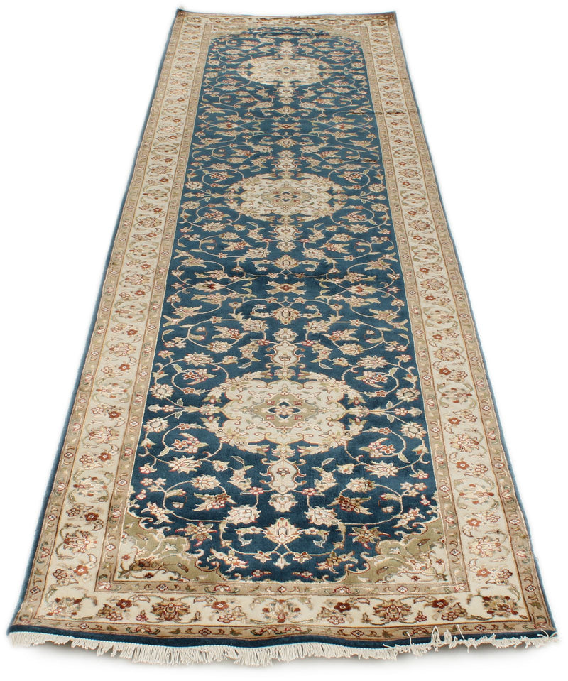 3x10 Navy and Ivory Turkish Silk Runner