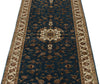 3x10 Navy and Ivory Turkish Silk Runner