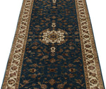 3x10 Navy and Ivory Turkish Silk Runner