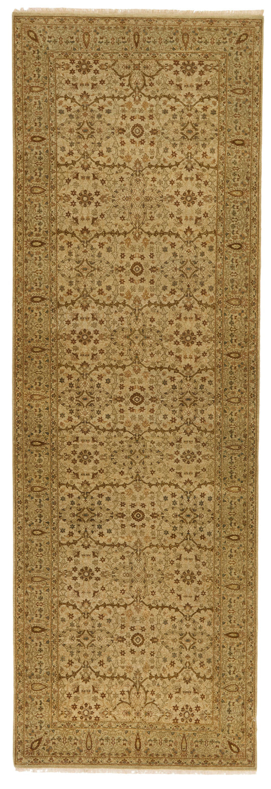 4x12 Ivory and Beige Turkish Oushak Runner