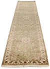 3x12 Light Green and Ivory Turkish Silk Runner