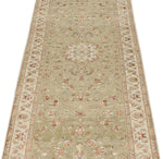 3x12 Light Green and Ivory Turkish Silk Runner