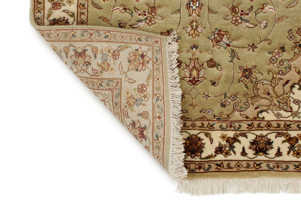3x12 Light Green and Ivory Turkish Silk Runner