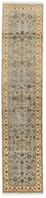 3x12 Light Blue and Ivory Turkish Silk Runner