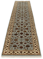 3x12 Light Blue and Ivory Turkish Silk Runner