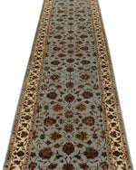 3x12 Light Blue and Ivory Turkish Silk Runner