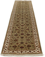 3x12 Light Green and Ivory Turkish Silk Runner