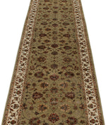 3x12 Light Green and Ivory Turkish Silk Runner