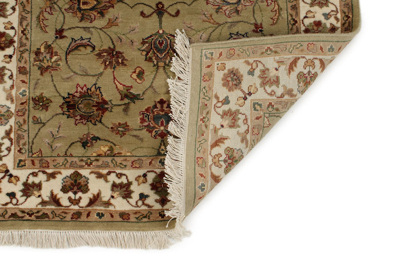 3x12 Light Green and Ivory Turkish Silk Runner