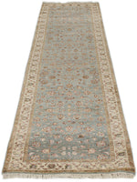 3x10 Light Blue and Ivory Turkish Silk Runner