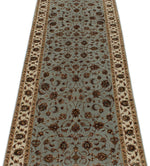 3x10 Light Blue and Ivory Turkish Silk Runner