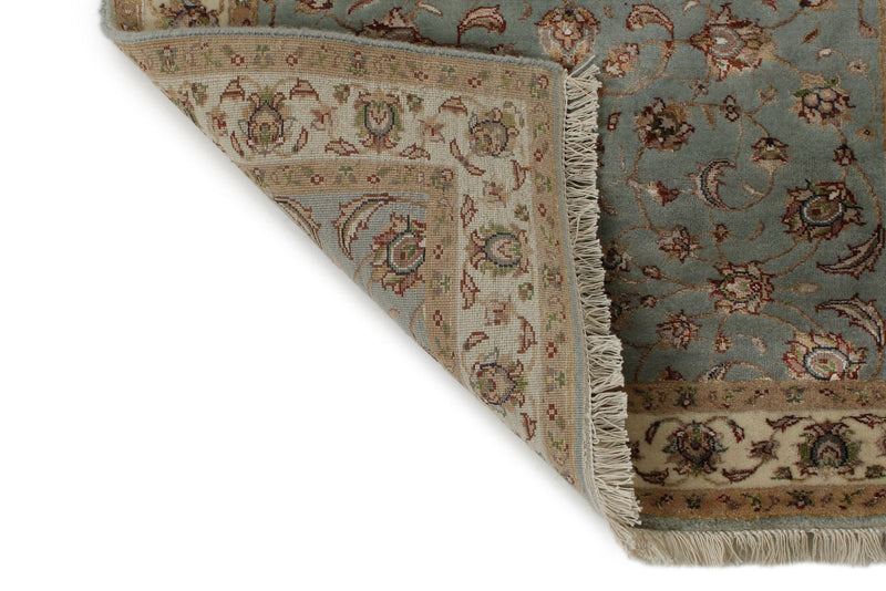 3x10 Light Blue and Ivory Turkish Silk Runner