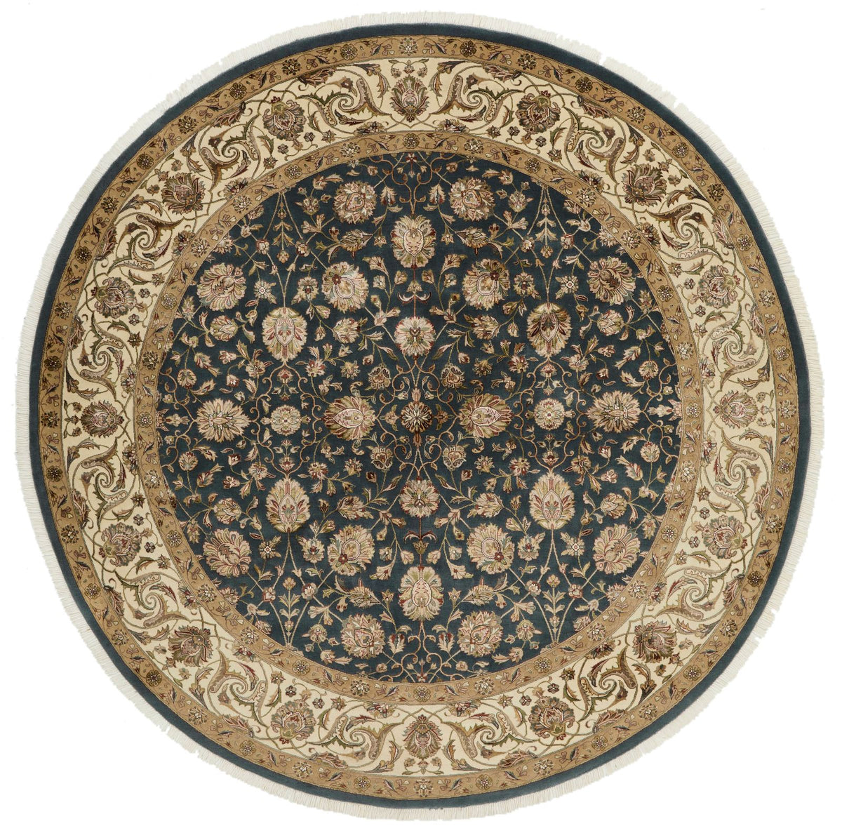 8x8 Gray and Ivory Turkish Silk Rug