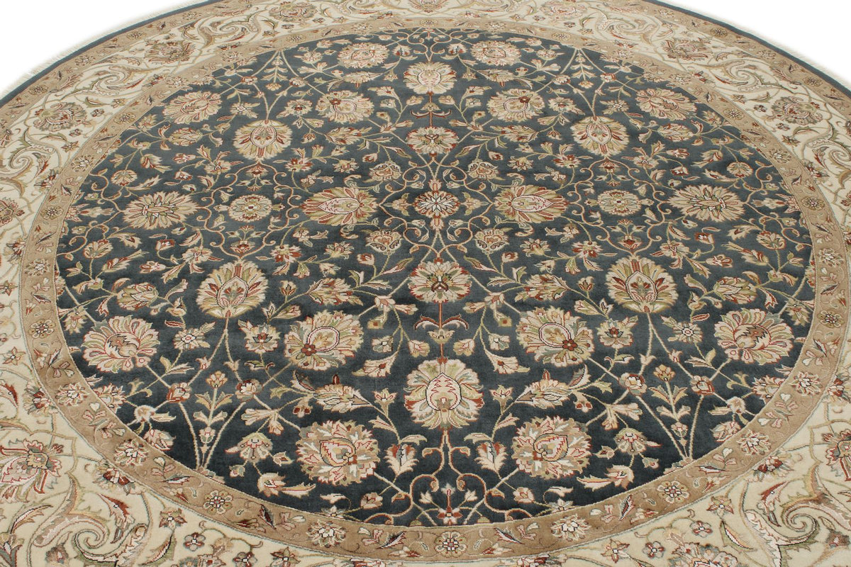 8x8 Gray and Ivory Turkish Silk Rug